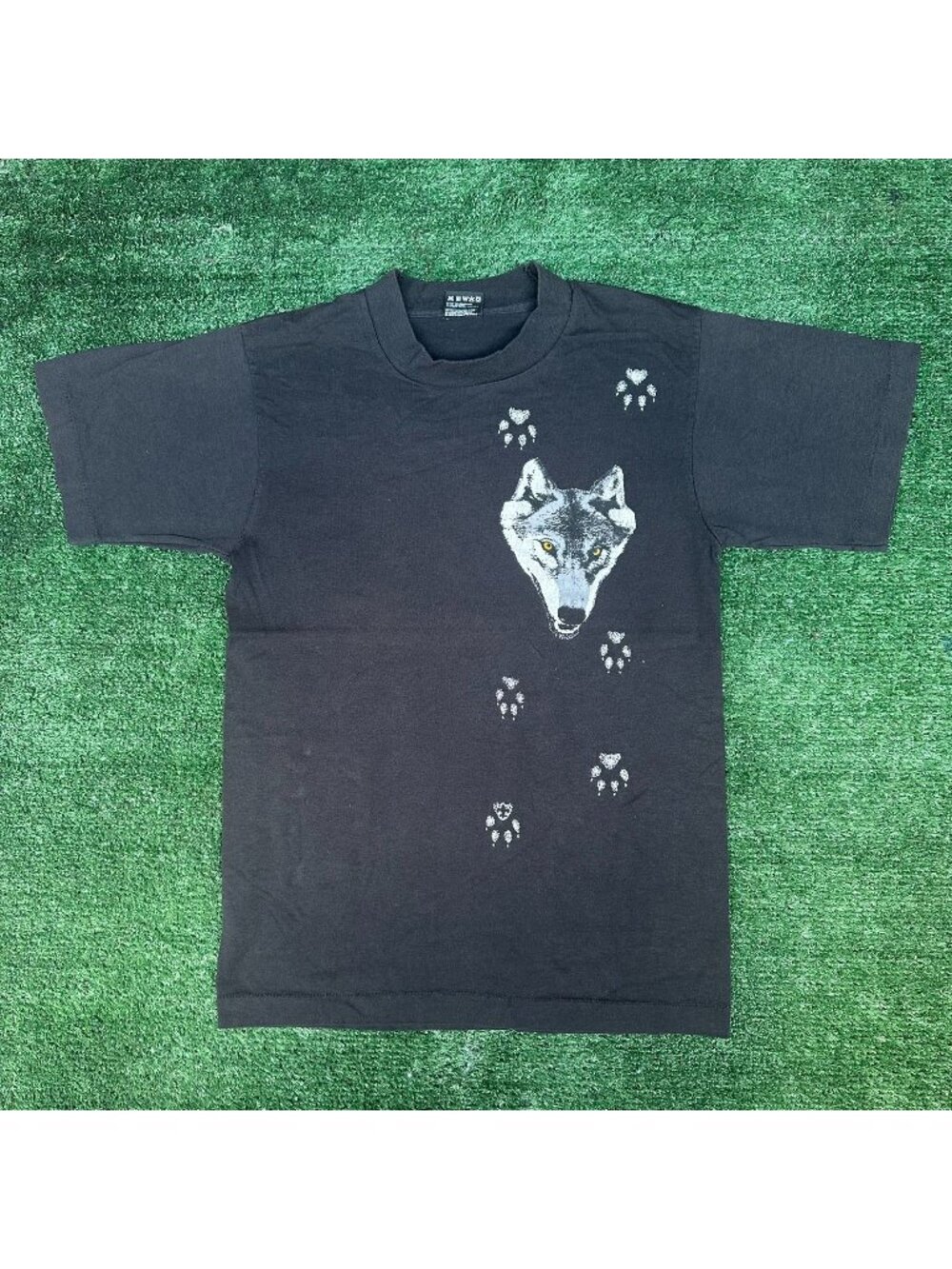 Vintage 90s Wolf Nature T-Shirt Gorpcore Wildlife Granola Single Stitch Black S